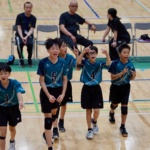 第39回北信越小学生大会で得点を喜ぶ粟野男子チーム